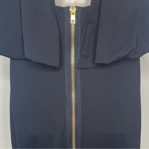 Caribbean Queen Sheath Pencil Dress M Black Backless Sleeveless Gold Zipper Back - Picture 10 of 14